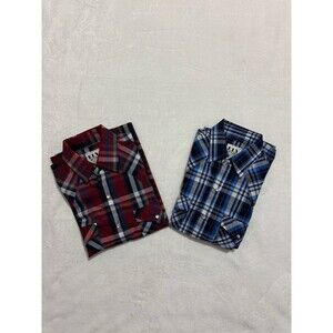 Ely Cattleman Pearl Snap Lot 2 Shirt Men Small Short Sleeve Cowboy Western Plaid